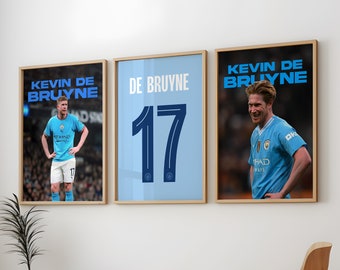 De Bruyne Posters 3 Pack, De Bruyne Man City Art Soccer Wall Print Paint, De Bruyne Set van 3 Poster, Kevin De Bruyne Manchester City Poster