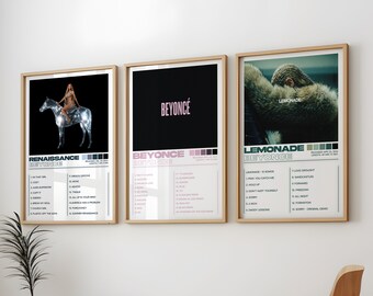 Confezione da 3 poster di Beyonce, copertina artistica degli album di Beyonce, pittura, stampa murale, poster di Beyonce, set di 3 poster di Beyonce, Rinascimento, album Lemonade