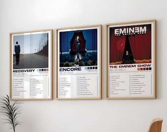 Confezione da 3 poster Eminem, copertina artistica degli album Eminem, stampa pittura, set di 3 poster Eminem, album Encore, album di recupero, The Eminem Show