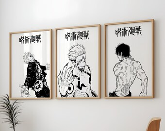 Jujutsu Kaisen Posters 3 Pack, JujutsuKaisen Anime Art Anime Wall Print Painting, JJK Poster, Jujutsu Kaisen Set of 3 Posters, Gojo Poster