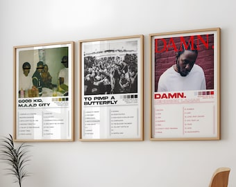 Kendrick Lamar Posters 3 Pack, Kendrick Lamar Albums Art Cover Wall Print Painting, Kendrick Lamar Poster, Kendrick Lamar Set de 3 carteles