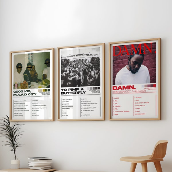 Kendrick Lamar Posters 3 Pack, Kendrick Lamar Albums Art Cover Wall Print Painting, Kendrick Lamar Poster, Kendrick Lamar Set of 3 Posters