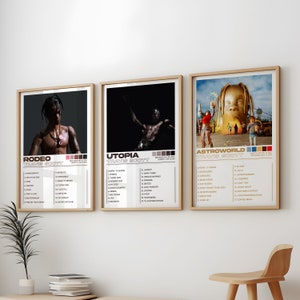 Travis Scott Poster 3 Pack, Travis Scott Album Art Cover Wanddruck Gemälde, Travis Scott Set 3 Poster, Utopia, Astroworld, Rodeo Bild 1