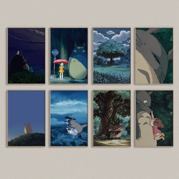 My Neighbor Totoro Poster 8 Pack, Totoro Anime Art Anime Wall Print Painting, My Neighbor Totoro Wall Art Bundle, Studio Ghibli Posters Pack