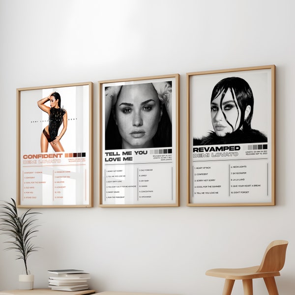 Demi Lovato Posters 3 Pack, Demi Lovato Albums Art Cover Wall Print Painting, Demi Lovato Poster, Demi Lovato Set of 3 Posters, Revamped