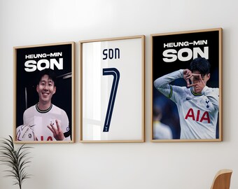 Son Posters 3 Pack, Heung-Min Son Tottenham Art Soccer Wall Print Painting,  Heung-Min Son Set of 3 Poster,  Heung-Min Son Tottenham Poster