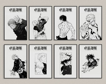 Jujutsu Kaisen Posters 8 Pack, JujutsuKaisen Anime Art Anime Wall Print Painting, JJK Poster, Jujutsu Kaisen Set of 8 Posters, Gojo Poster