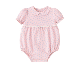 Baby Romper Pattern with a  coquette, sleeves, and collar: sizes 6–18 months, PDF
