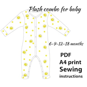 Pattern Plush combo for baby PDF Pattern  kids Jumpsuit Pattern Unisex 6-9-12 months.