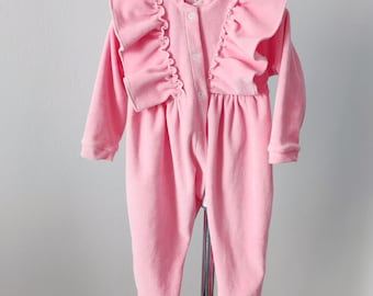 Baby Romper Sewing Pattern, Ruffle Velour Jumpsuit, Infant Toddler Sizes, PDF Download