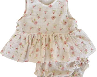 Muslin Ruffle Top and Panties Sewing Pattern, Baby Clothes (PDF Download)