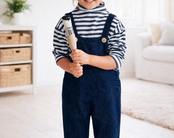 Denim Dungarees Sewing Pattern for Girls | Toddler Jumpsuit PDF | Kids Romper Template | 3-7 years