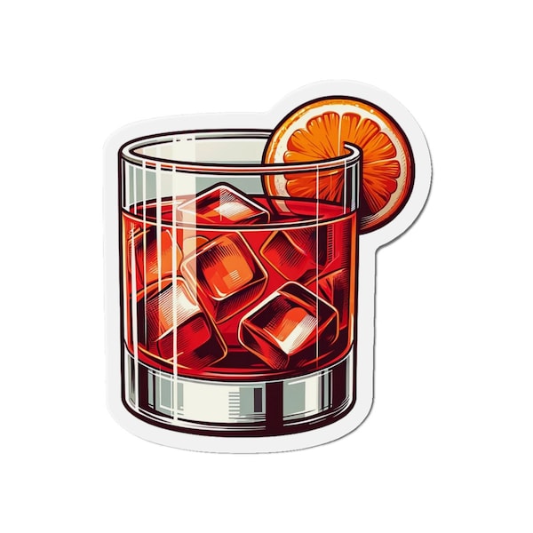 Classic Negroni Cocktail Magnet - Flexible Vinyl, Perfect for Indoor & Outdoor Spaces