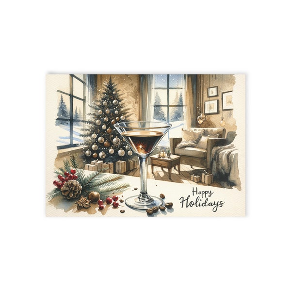 Cozy Winter Espresso Martini Holiday Card - Warm Greetings for the Season