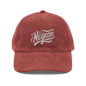 Negroni Logo Corduroy Cap, Embroidered Logo - Cocktail Fans, Bartenders, Luxurious Headwear, Vintage Cap