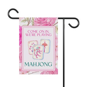 Mahjong Welcome Game Night Sign Preppy Girls Night Mahjong Garden Flag Cocktail Game Night Patio Decor Come On In We’re Playing Mahjong Flag image 10