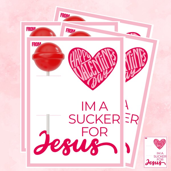 Christian Valentine Lollipop Holder Sucker Kids Valentines Candy Gift Exchange Classroom Activity Christian Preschool Instant Download Print