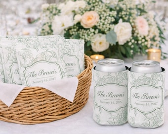 Sage Green Hochzeit Favor Benutzerdefinierte 1 Dose Cooler Sleeves Personalisierte Cozie für Brautparty Geschenk für Hochzeitsgäste Slim Dosen für Bachelorette