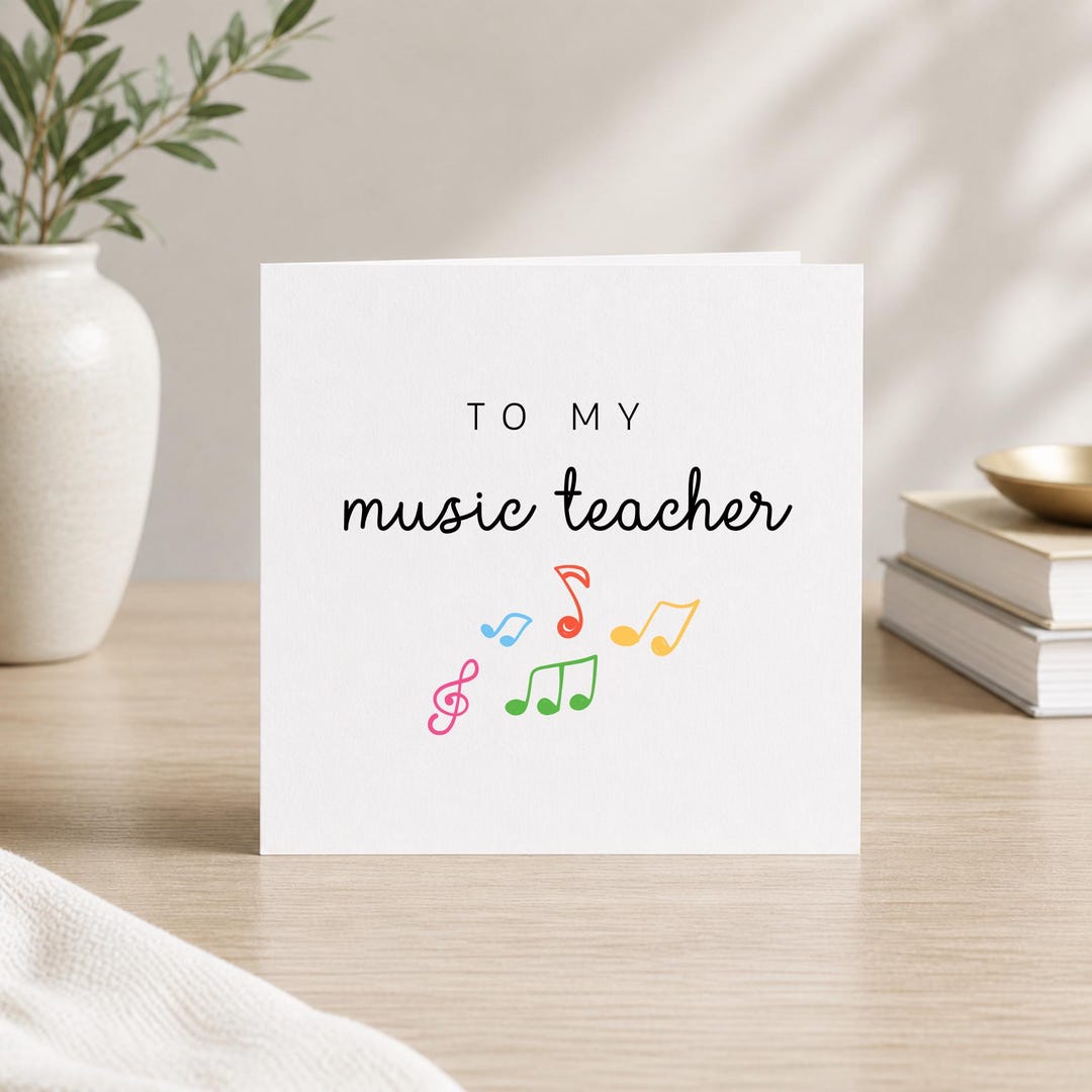 Music Teacher Thank You Card Printable 5x5, Music Teacher Appreciation ...