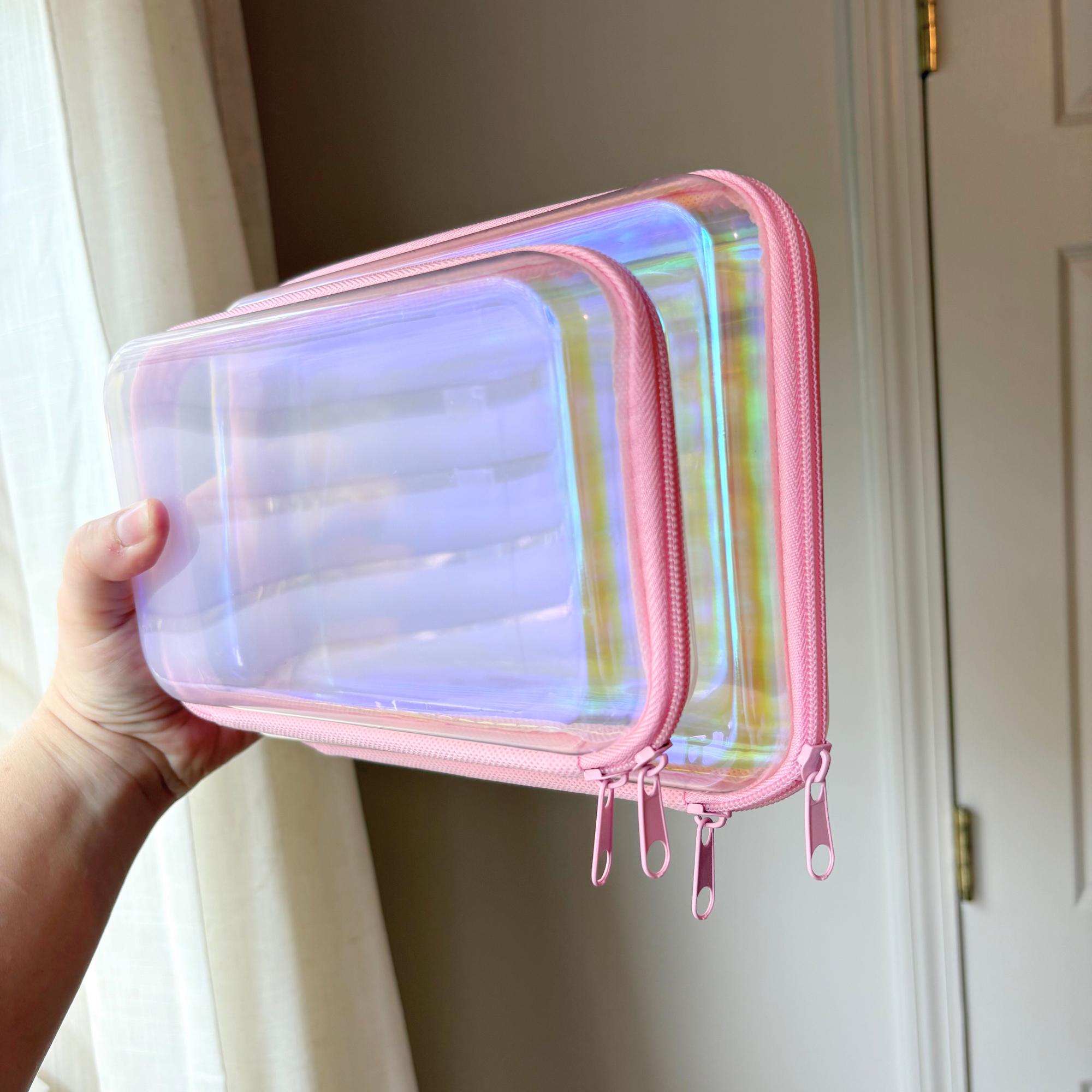 Iridescent Clear Zipper Hard Case Personalized Pencil Box Custom for Kids Crayon Box for School Supplies Back to School Custom Name School