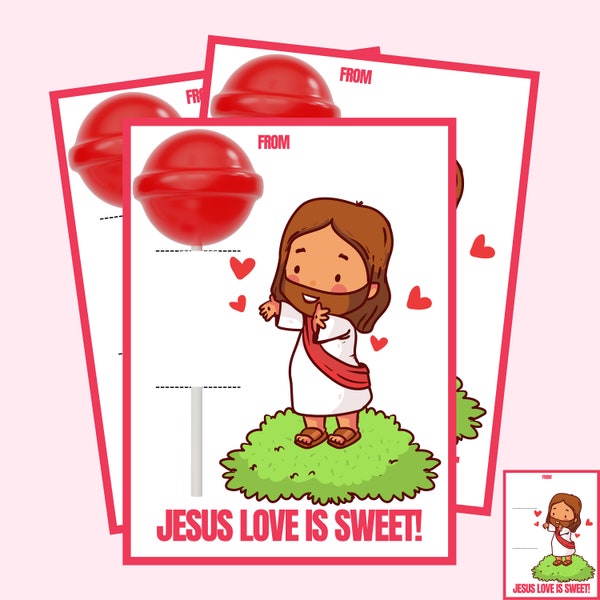 Porte-sucette imprimable chrétien pour la Saint-Valentin, porte-sucette Saint-Valentin, cadeau Saint-Valentin, école chrétienne, école primaire, école maternelle