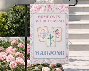 Floral Mahjong Welcome Game Night Sign Flower Preppy Home Decor for Game Night Mahjong Welcome Sign Hostess Decor Gift for Her Mahjong Lover