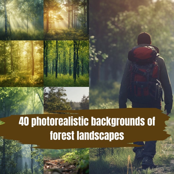 40 Photorealistic Backgrounds of Forest landscapes