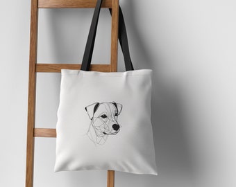 Animal Tote Bag, White Tote Bag Gift for Animal Lover, Minimalistic Thanksgiving Gift Casual Travel Shopping Bag, Dog Tote Bag Female Work