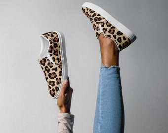 LEOPARD Zapatillas de lona sin cordones para mujer