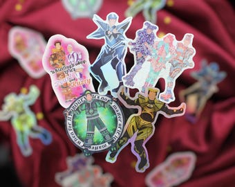 Starlight Express The Musical Holographic Stickers - Greaseball - Electra - Hydrogen - Pearl and Rusty - Dina, Belle and Tassita