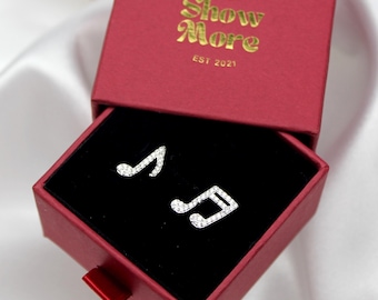 Sterling Silver Gold Plated Mismatched Music Note Cubic Zirconia Earrings