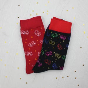 Theatre Masks Comedy and Tragedy Red Unisex Socks