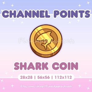 Shark Coin Channel Points Icon/Emote for Twitch - Instant Download!