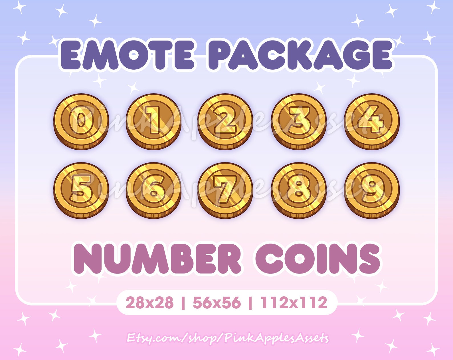 Numbers Split Emote Number Coins (0-9) Channel Points/icon/emote Pack for Twitch/discord ...