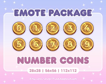 Number Coins (0-9) Channel Points/Icon/Emote Pack for Twitch/Discord - Instant Download!