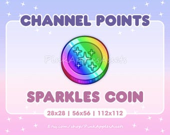 Sparkles Rainbow Coin Channel Points Icon/Emote for Twitch - Instant Download!