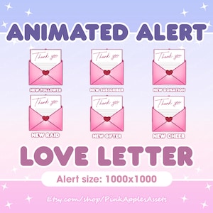 Alertas animadas de Twitch del Día de San Valentín / Cartas de amor: ¡descarga instantánea!