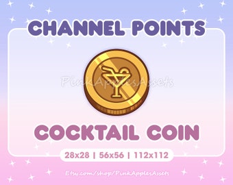 Cocktail Coin Channel Points Icon/Emote for Twitch - Instant Download!