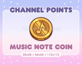Music Note Coin Channel Points Icon/Emote for Twitch - Instant Download!