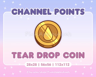 Water Tear Drop Coin Channel Points Icon/Emote for Twitch - Instant Download!