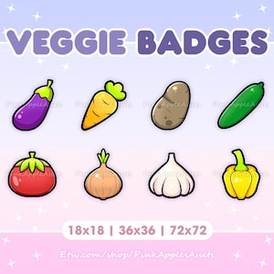 Veggie Badges for Twitch/Youtube/Discord (Sub/Bit Badges) - Instant Download!