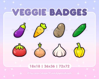 Veggie Badges for Twitch/Youtube/Discord (Sub/Bit Badges) - Instant Download!
