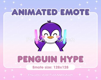 Animated Purple Penguin Hype / Glow Stick Emote for Discord/Youtube/Kick - Instant Download!