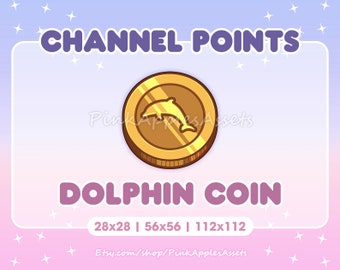 Dolphin Coin Channel Points Icon/Emote for Twitch - Instant Download!