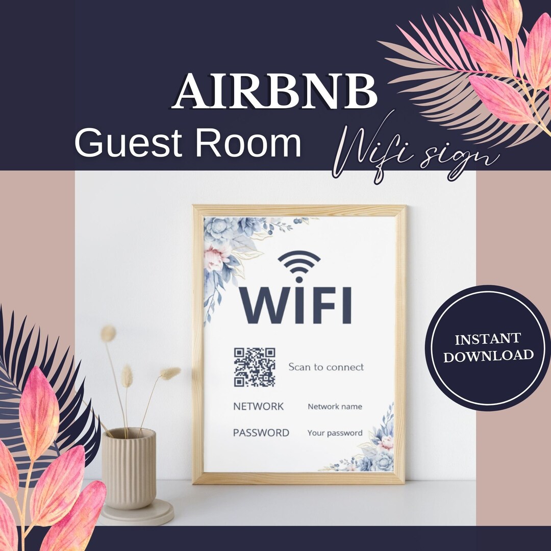 Airbnb Guest Room Wifi Printable Sign Editable Wifi Password Sign ...