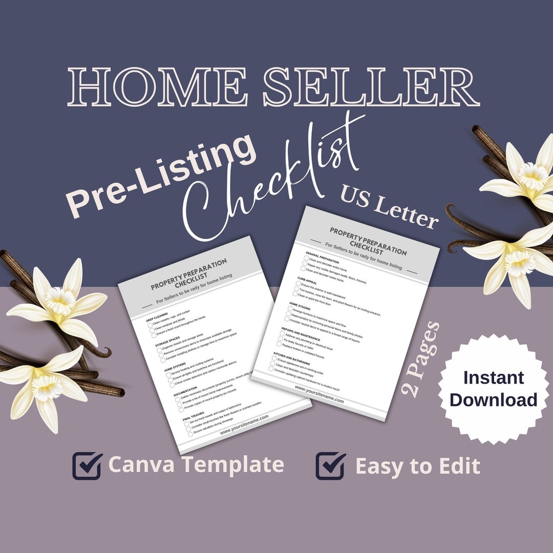 Home Seller Pre-listing Checklist Real Estate Business Checklist Real ...