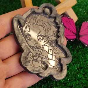 demon hunter tanjiiro chibi mold -custom silicone mold for keychain - Tanjiiro chibi resin - hashira resin mold - kawaii resin mold