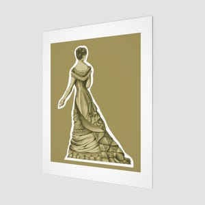 1890s Gown - Antique Chartreuse - Art Print (11x14)