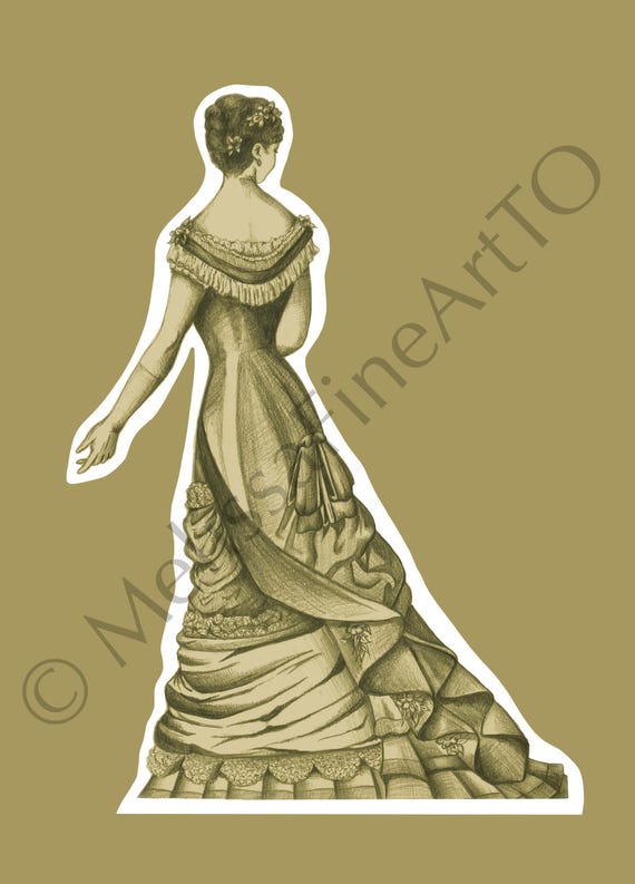 Abito anni 1890 Chartreuse antico Stampa artistica (11x14