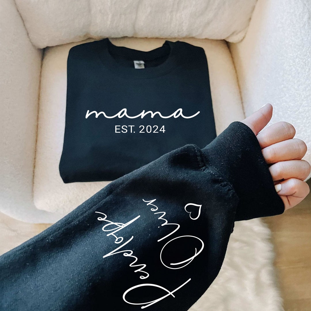 Mama EST 2024 Sweatshirt,mama 2024 Shirt,custom Mama Shirt With Kid ...